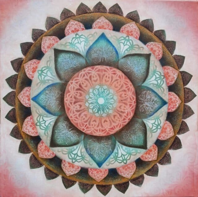 mandala obraz s červeným nádechem
